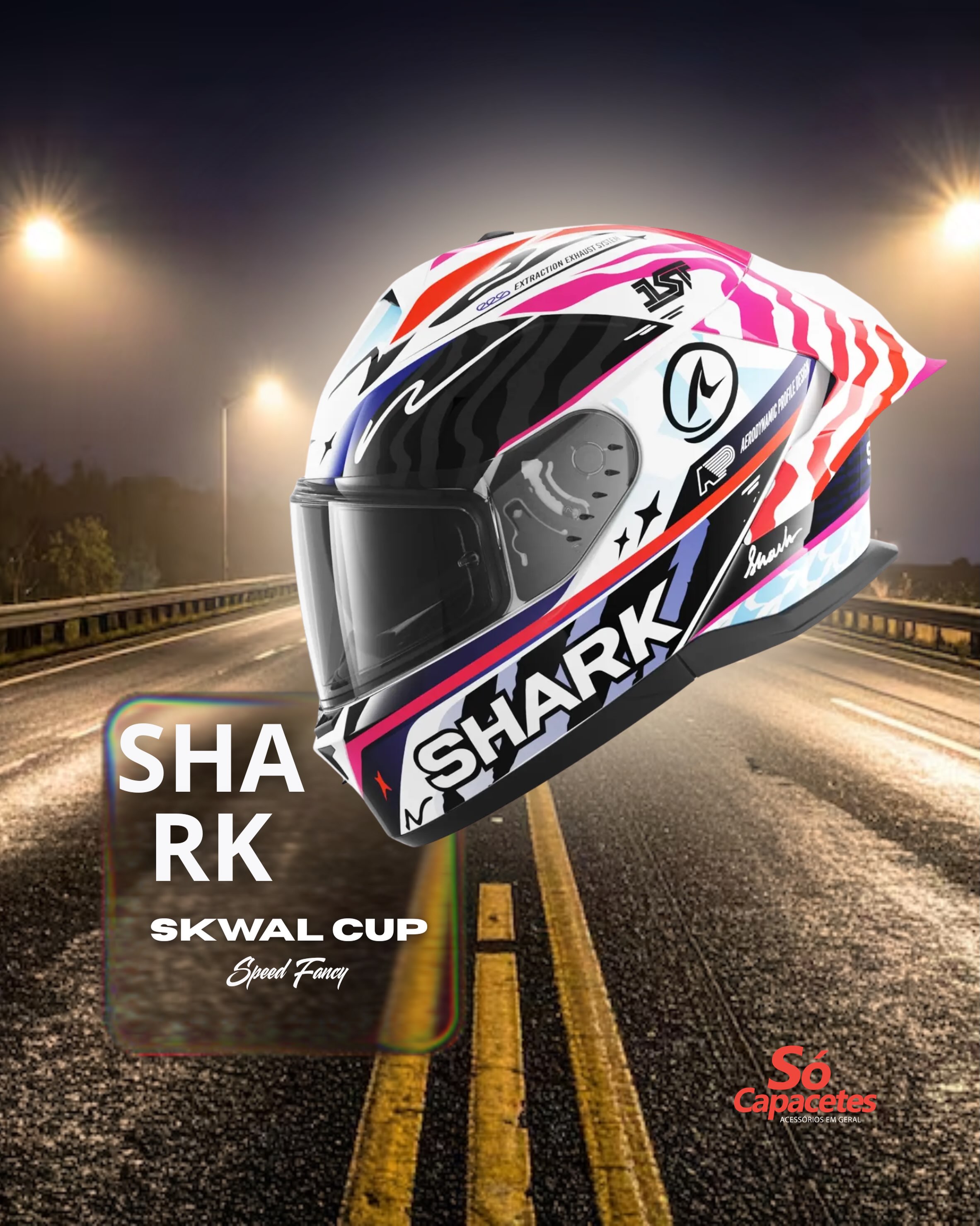 Capacete Shark Skwal Cup, fotografado e divulgado pela Só Capacetes